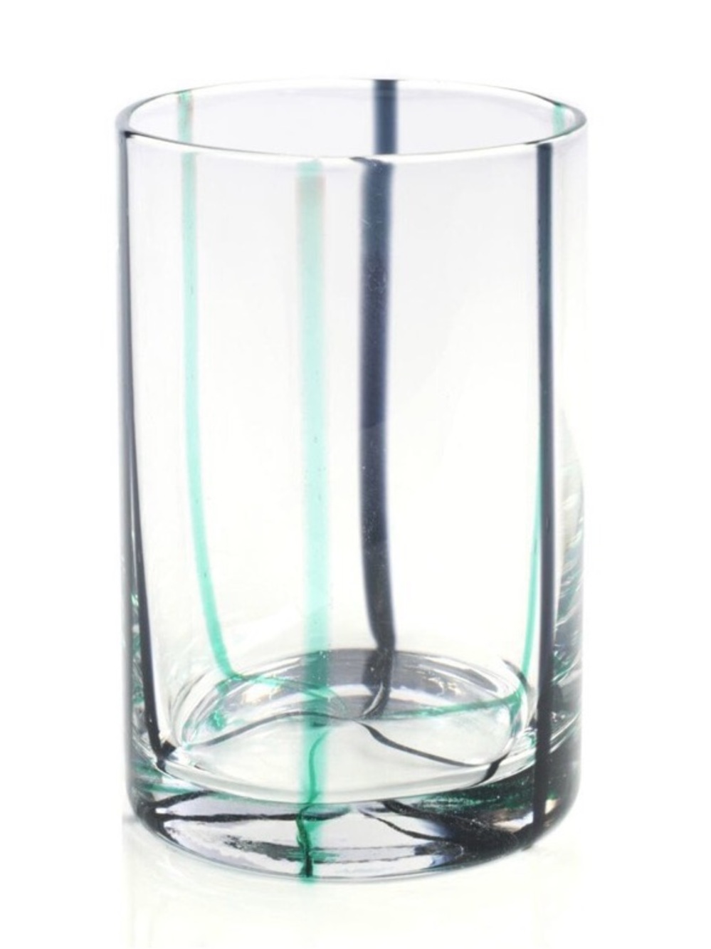 Impulse Clear Glass Tumbler with Green and Black Stripe Accents (set of 6)